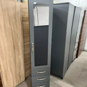1 door mirrored wardrobe with 3 drawers black