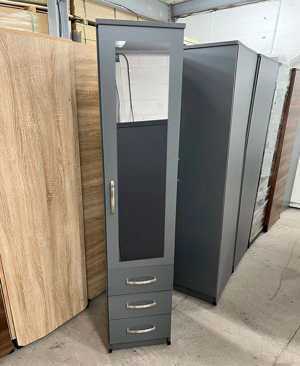 1 door mirrored wardrobe with 3 drawers 2 1 door mirrored wardrobe with 3 drawers black