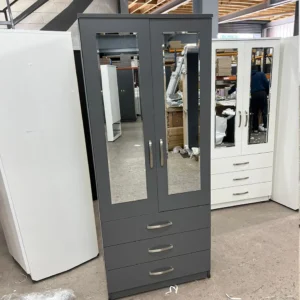 2 Door Mirrored Wardrobe with 3 Drawers