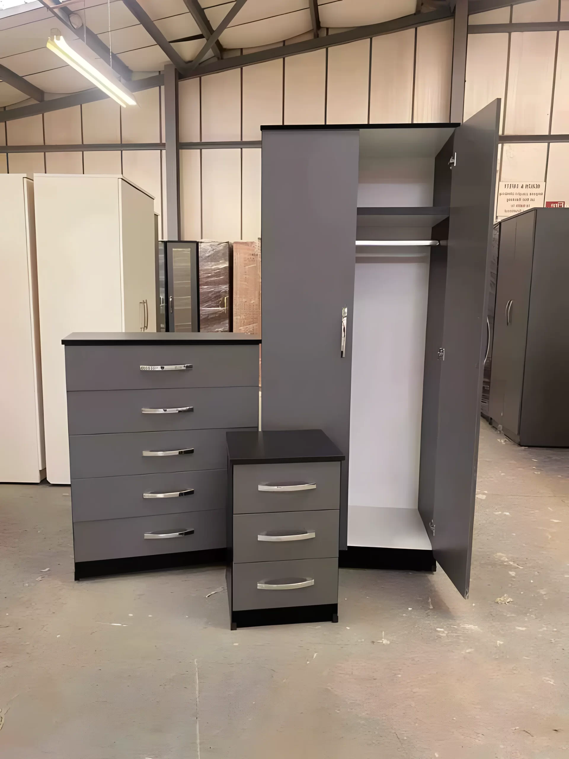 2 door wardrobe set with 1 chest and sidetable 2 2 door wardrobe set with 1 chest and sidetable black