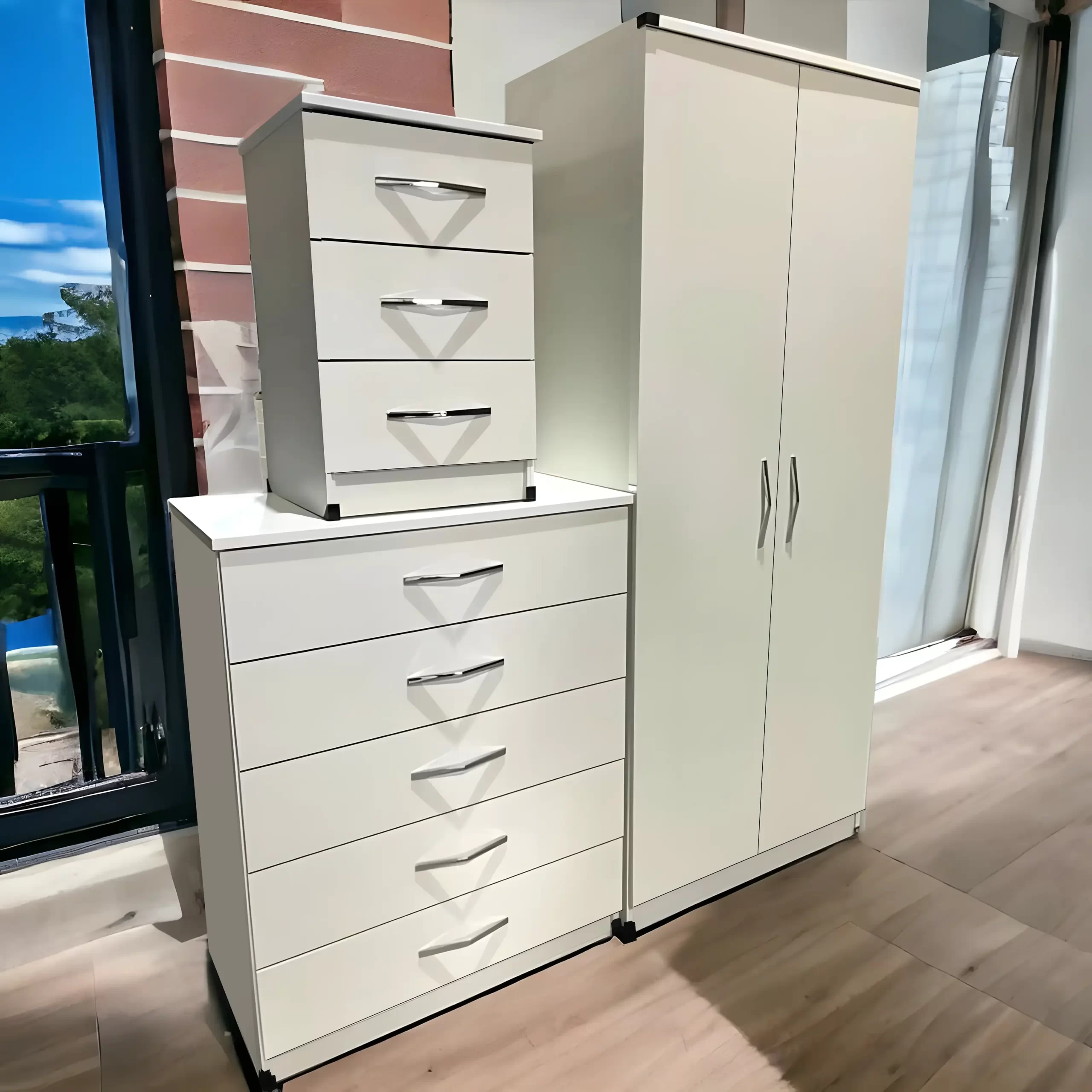 2 door wardrobe set with 1 chest and sidetable 5 2 door wardrobe set with 1 chest and sidetable white