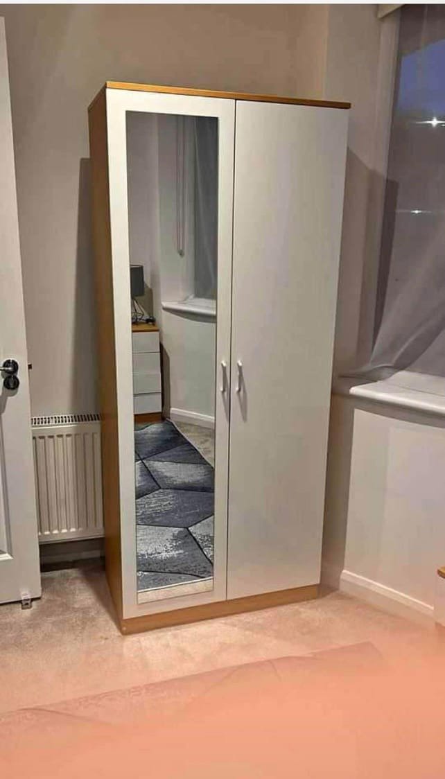 2 door wardrobe with 1 mirror 3 2 door wardrobe with 1 mirror white and brown