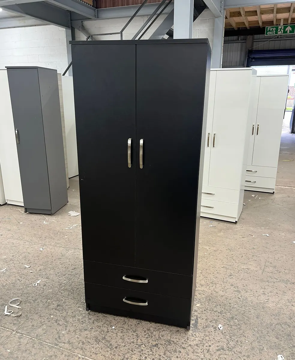2 door wardrobe with 2 Drawers 2 2 door wardrobe with 2 Drawers black