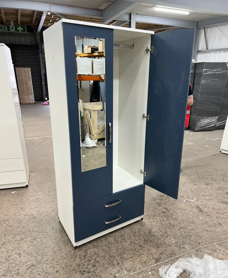2 door wardrobe with 2 mirror and 2 Drawers 3 2 door wardrobe with 2 mirror and 2 Drawers blue 2