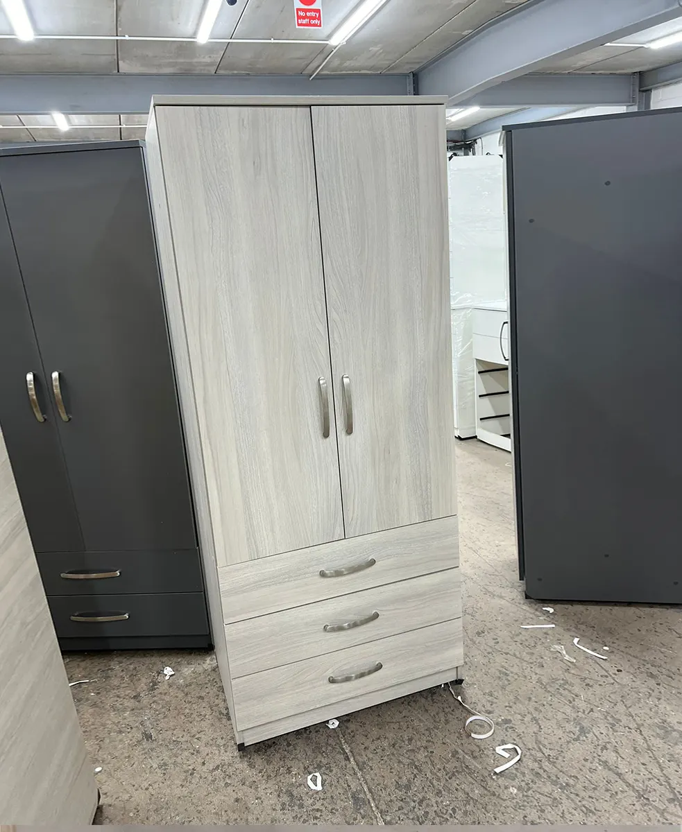 2 Door 3 Drawers Wardrobe 3 2 door wardrobe with 3 Drawers silver