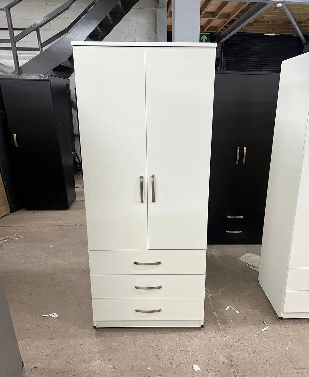 2 Door 3 Drawers Wardrobe 2 2 door wardrobe with 3 Drawers white 2