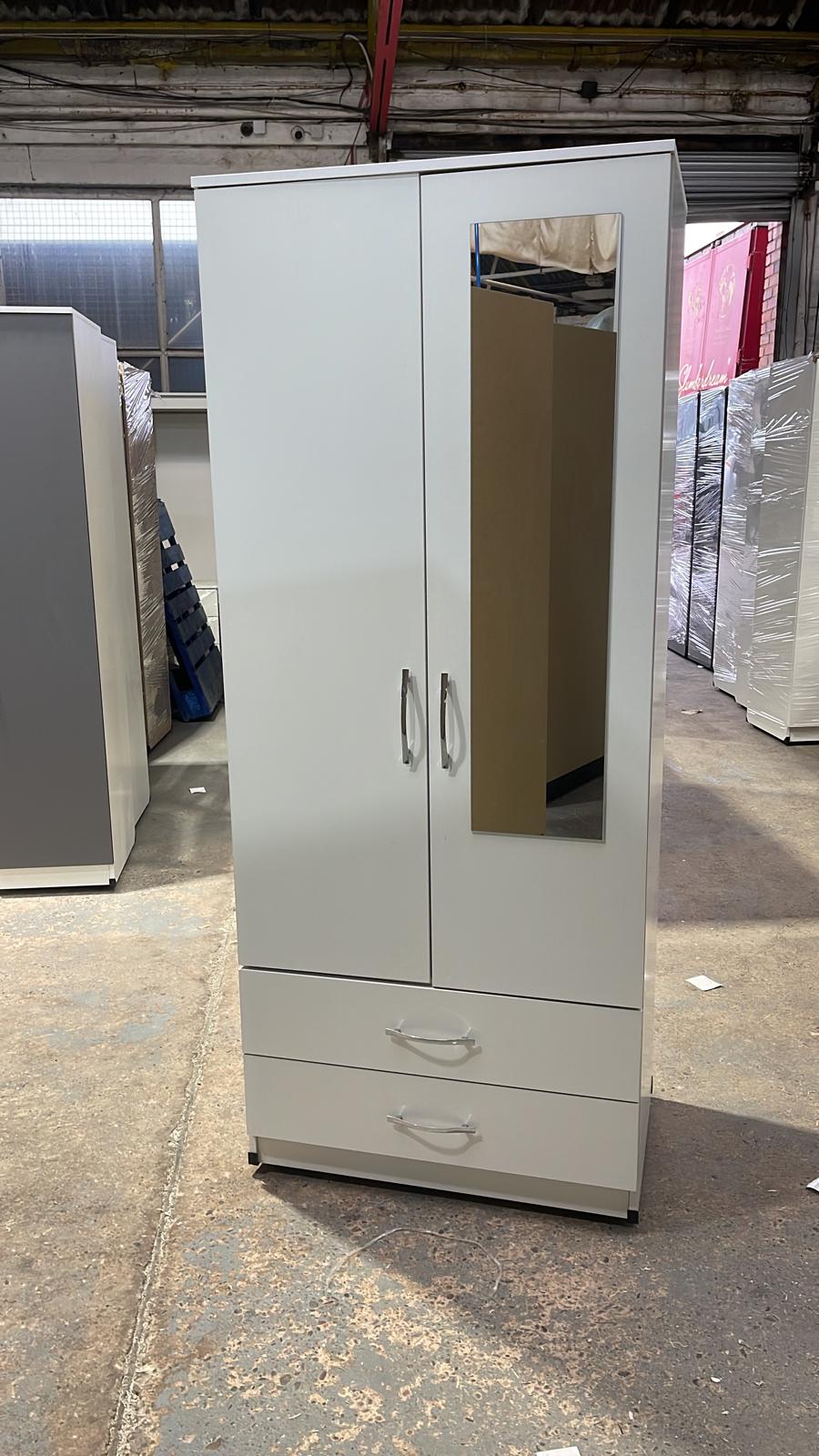 Gents 2 door wardrobe with 1 mirror and 2 Drawers 1 Gents 2 door wardrobe with 1 mirror and 2 Drawers