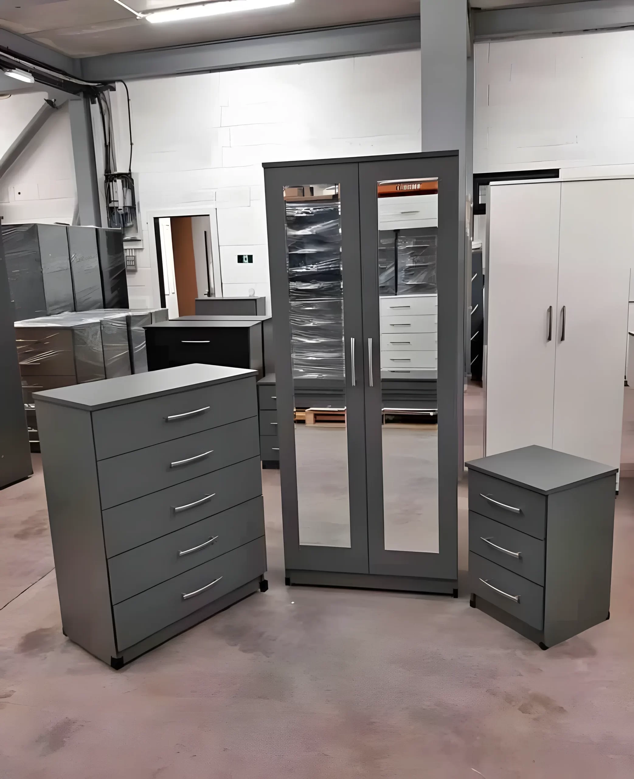 2 Door Mirrored Wardrobe Set with 1 Chest and Sidetable 7 img-2-door-mirrored-wardrobe-set-1-chest-sidetable-in-grey-colour-scaled