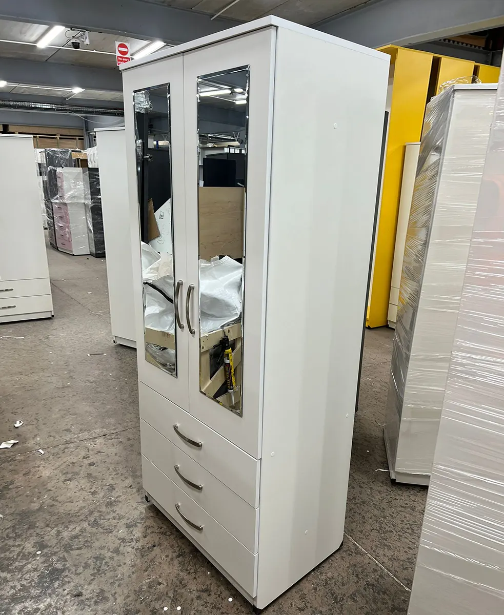 2 Door Mirrored Wardrobe with 3 Drawers 3 img-2-door-wardrobe-with-2-mirrors-and-3-drawers-white