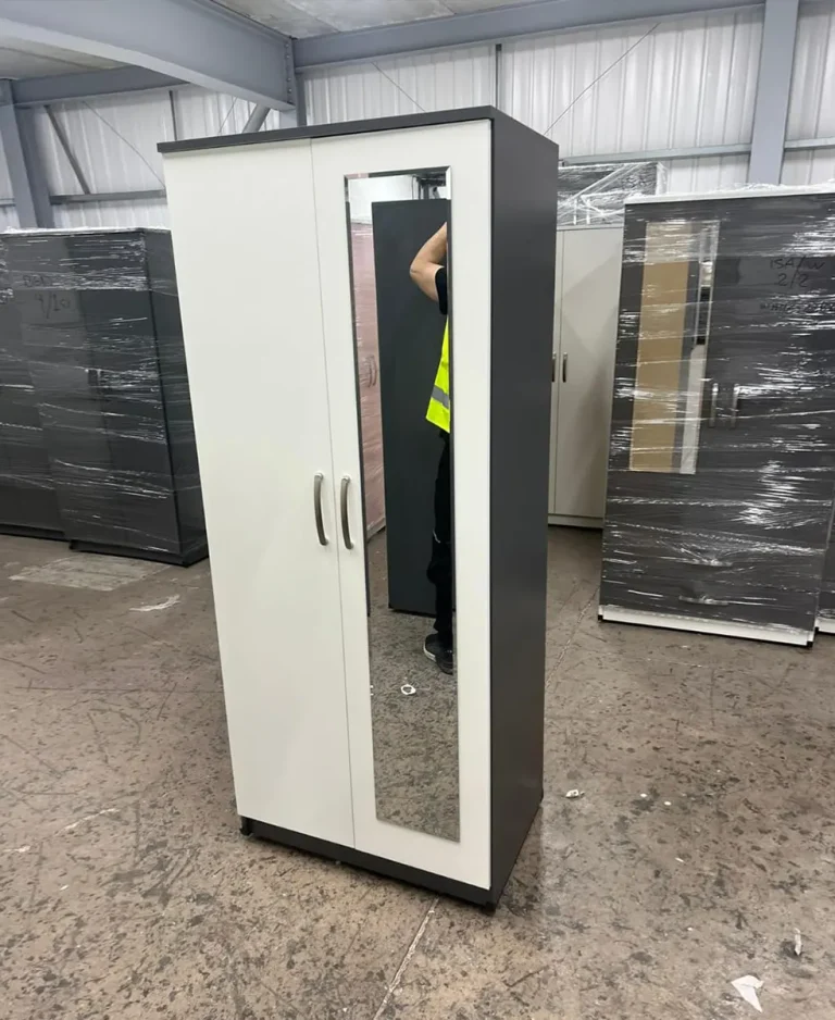Mirror Wardrobe with 2 Doors 1 Mirror Wardrobe