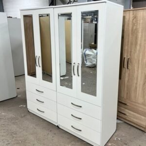 4 door wardrobe with mirror and drawers
