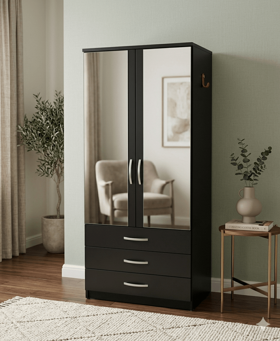 2 Door Wardrobe With Drawers and Mirror 1 2 Door Wardrobe With Drawers and Mirror