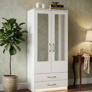 2 Door Mirrored Wardrobe With Drawers