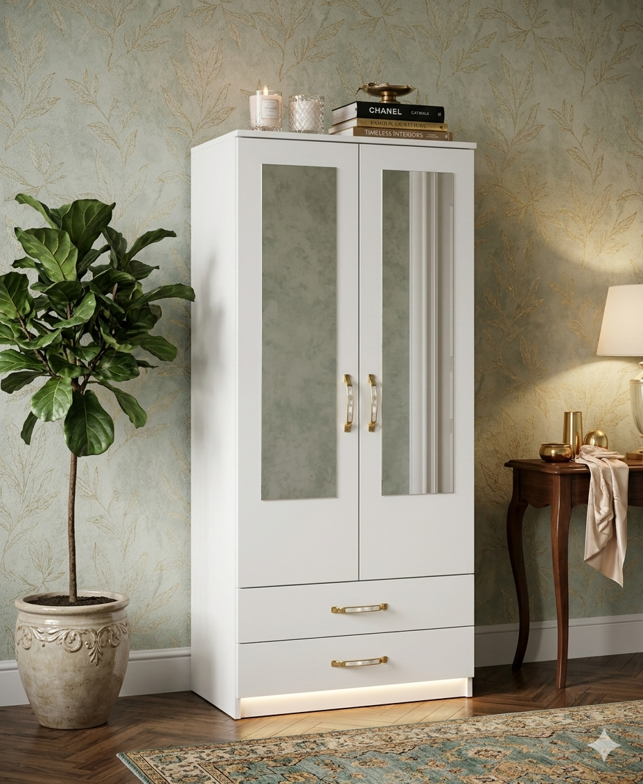 2 Door Mirrored Wardrobe With Drawers 1 2 Door Mirrored Wardrobe With Drawers